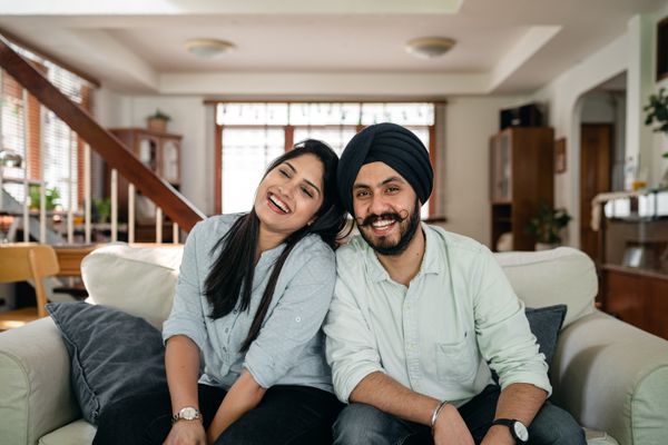 Happy modern Sikh couple